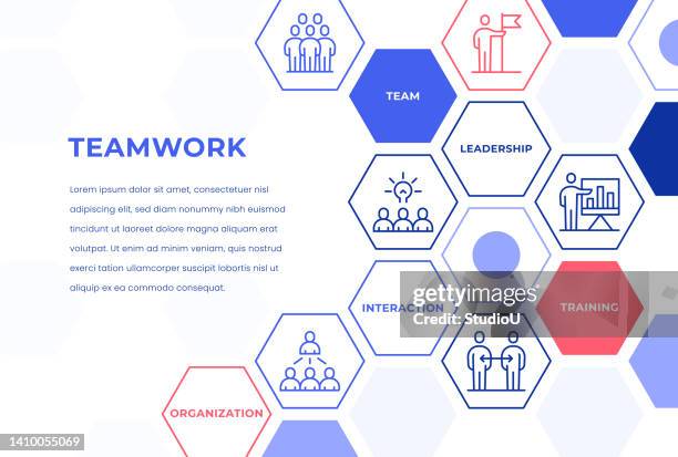 teamwork web banner concepts - managing remote workers stock illustrations