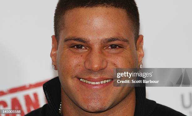 Ronnie Magro Ortiz of 'Jersey Shore' arrives at the Australian premiere of "American Pie: Reunion" on March 7, 2012 in Melbourne, Australia.