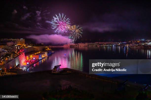 firework on malta - malta city stock pictures, royalty-free photos & images