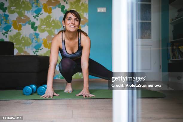 home workout - exercise room stock pictures, royalty-free photos & images