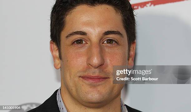 Jason Biggs poses as he arrives at the Australian premiere of "American Pie: Reunion" on March 7, 2012 in Melbourne, Australia.