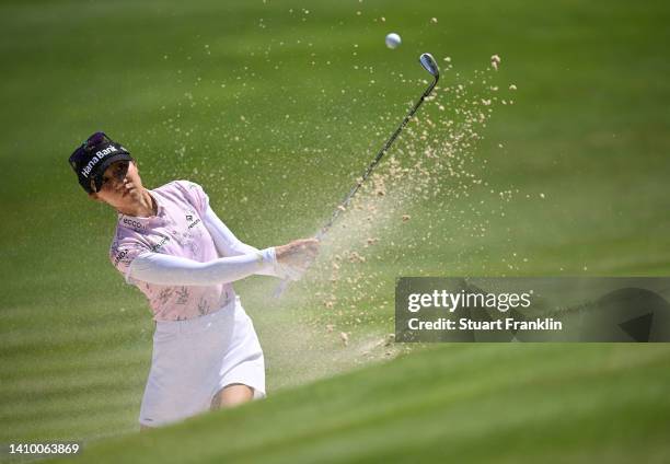 Lydia Ko of New Zealand plays their third shot on the 9th hole on day one of The Amundi Evian Championship at Evian Resort Golf Club on July 21, 2022...