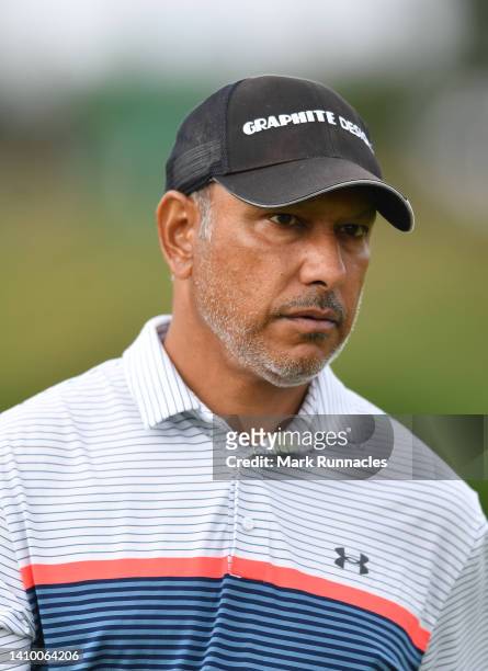Jeev Milkha Singh of India looks on during Day One of The Senior Open Presented by Rolex at The King's Course at Gleneagles on July 21, 2022 in...