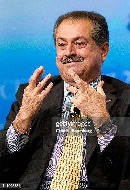 Andrew Liveris, president and chief executive officer of Dow Chemical Co., speaks at the 2012 CERAWEEK conference in Houston, Texas, U.S., on...