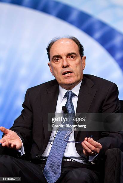 Jean-Michel Aubertin, chief executive officer of Doosan Power Systems, speaks at the 2012 CERAWEEK conference in Houston, Texas, U.S., on Thursday,...