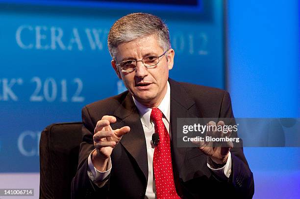 Claudio Fernandez-Araoz, a partner with Egon Zehnder International, speaks at the 2012 CERAWEEK conference in Houston, Texas, U.S., on Friday, March...