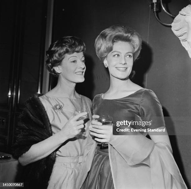 British actress Rachel Kempson with her daughter, British actress Vanessa Redgrave attend the Evening Standard Drama Awards for 1961, held at the...