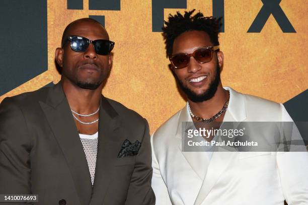 Players Andre Iguodala and Evan Turner attend the Stephen Curry 2022 ESPYs celebration at LAVO Ristorante on July 20, 2022 in West Hollywood,...