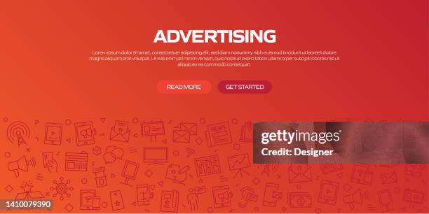 advertising web banner with linear icons, trendy linear style vector - outdoor product background stock illustrations