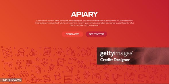 APIARY Web Banner with Linear Icons, Trendy Linear Style Vector APIARY Web Banner with Linear Icons, Trendy Linear Style Vector