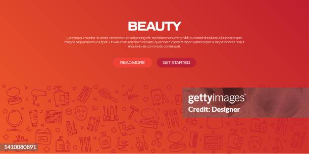 beauty web banner with linear icons, trendy linear style vector - plastic surgery stock illustrations