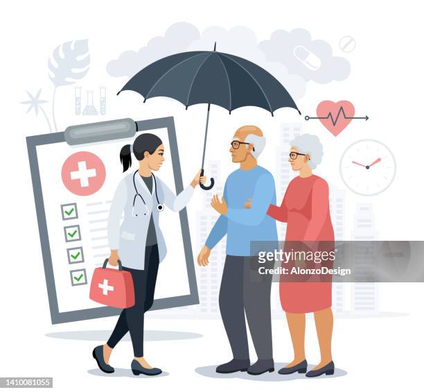 health insurance concept illustrations. - 善終護理院 幅插畫檔、美工圖案、卡通及圖標
