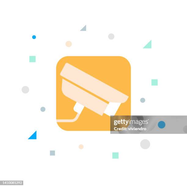 security camera flat icon - home security camera stock illustrations