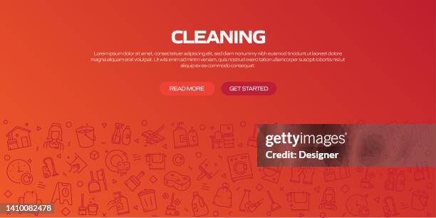 cleaning web banner with linear icons, trendy linear style vector - carpet background stock illustrations