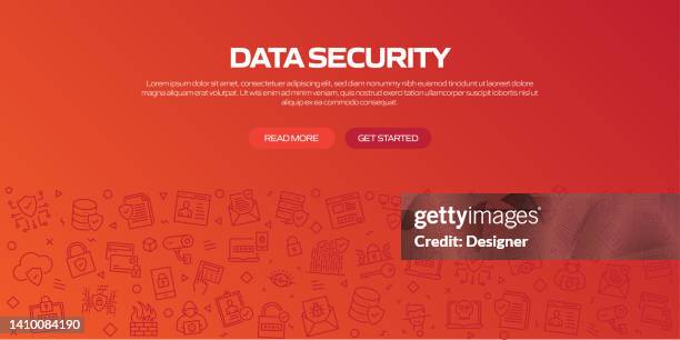data security web banner with linear icons, trendy linear style vector - system admin stock illustrations