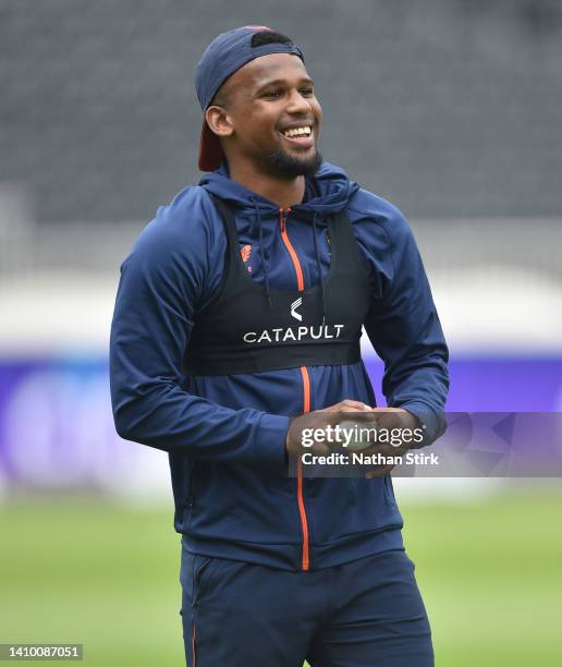 Lizaad Williams of South Africa takes part in a nets session at Emirates Old Trafford on July 21, 2022 in Manchester, England.