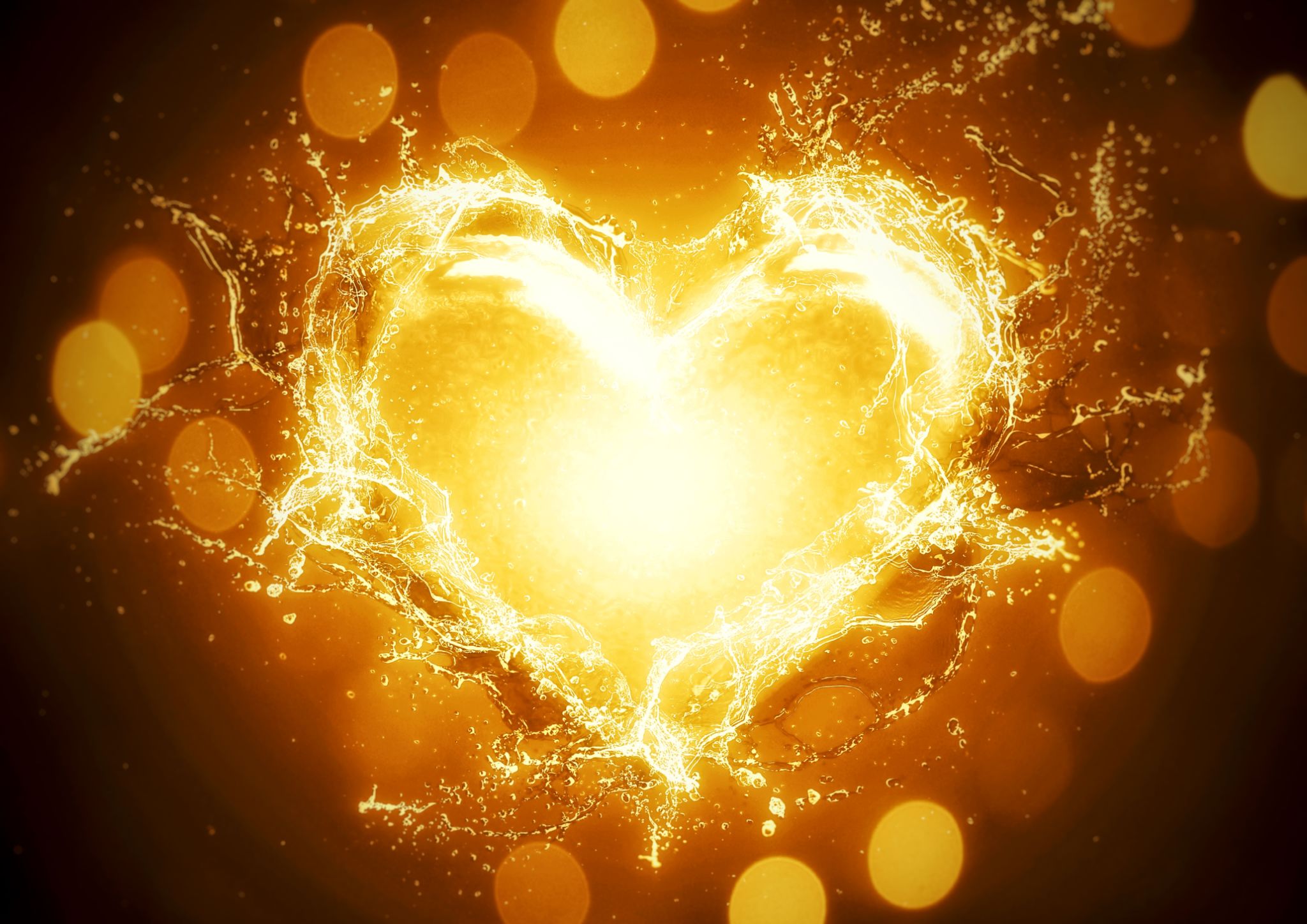 Illustration of an abstract heart shape that shines in gold Illustration of an abstract heart shape that shines in gold