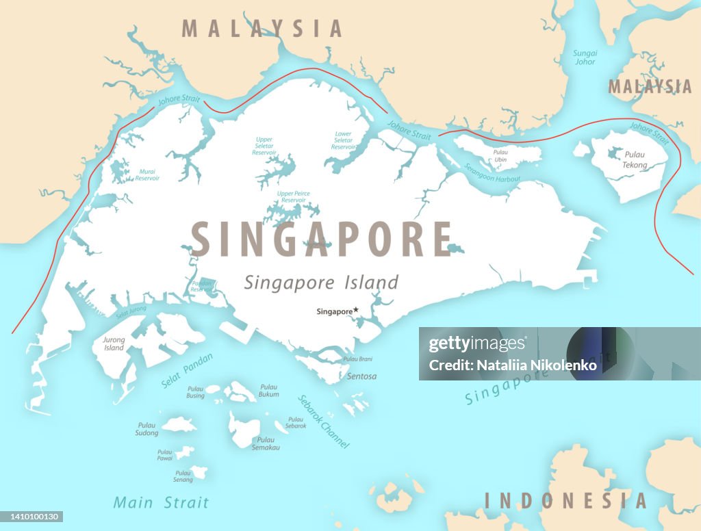 Singapore detailed map with regions and cities of the country.
