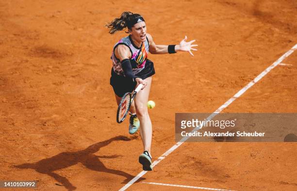 Andrea Petkovic of Germany in action during day six of the Hamburg European Open 2022 at Rothenbaum on July 21, 2022 in Hamburg, Germany.