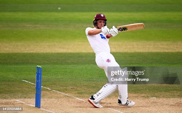 Tom Lammonby of Somerset plays a shot during Day Three of the LV= Insurance County Championship match between Somerset and Yorkshire at The Cooper...