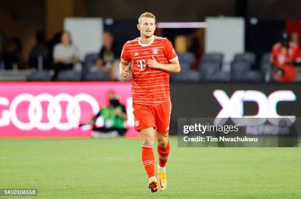 Matthijs de Ligt of Bayern Munich runs off the ball during the pre-season friendly match between DC United and Bayern Munich at Audi Field on July...