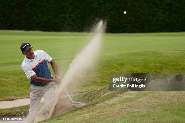 Jeev Milkha Singh of India in action during Day One of The Senior Open Presented by Rolex at The King's Course, Gleneagles on July 21, 2022 in...