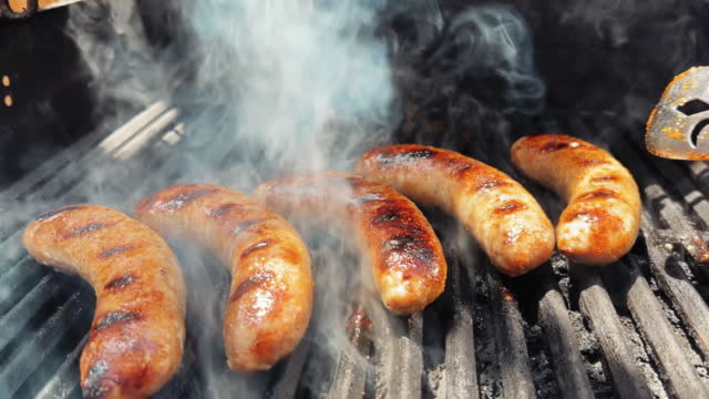 Pork Bratwurst Bangers Outdoor Bbq Grilled Western Colorado Cooking Video Series High-Res Stock Video Footage - Getty Images