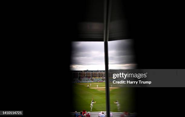 Matthew Revis of Yorkshire dives in vain for a catch during Day Three of the LV= Insurance County Championship match between Somerset and Yorkshire...