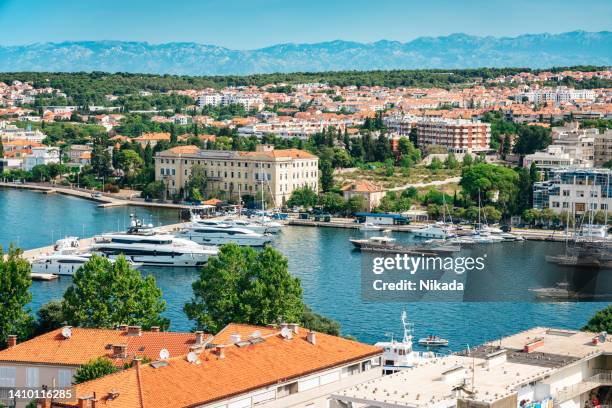 cityscape of zadar and marina, croatia - croatia stock pictures, royalty-free photos & images