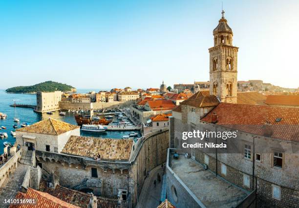 old town of dubrovnik, croatia - brick cathedral stock pictures, royalty-free photos & images