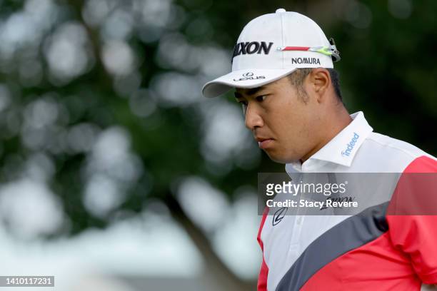 Hideki Matsuyama of Japan walks off the 11th tee during the first round of the 3M Open at TPC Twin Cities on July 21, 2022 in Blaine, Minnesota.