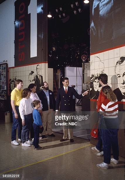 Burbank Studio Tour -- Pictured: NBC page, Eric Van der Werff, gives a studio tour to tourists in front of The Tonight Show Starring Johnny Carson...