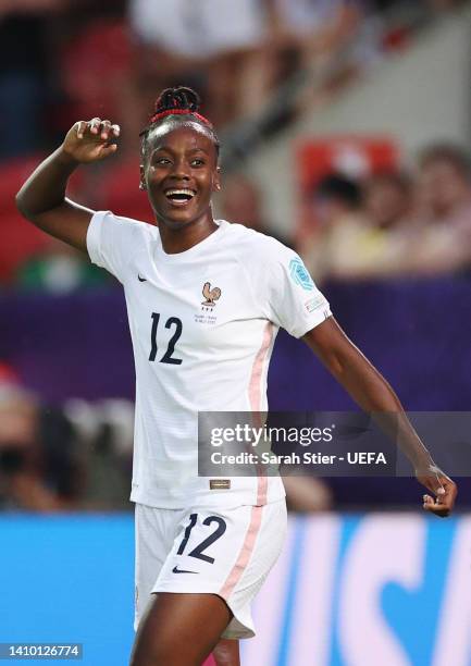 Melvine Malard of France reacts during the UEFA Women's Euro England 2022 group D match between Iceland and France at The New York Stadium on July...