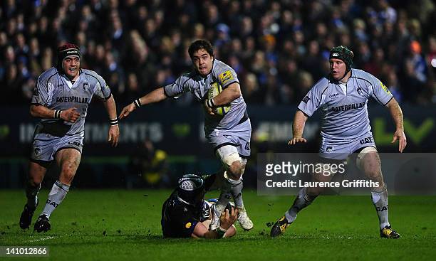 Horacio Agulla of Leicester Tigers in acion during the LV=Cup Semi Fianal match between Bath and Leicester Tigers at Recreation Ground on March 9,...