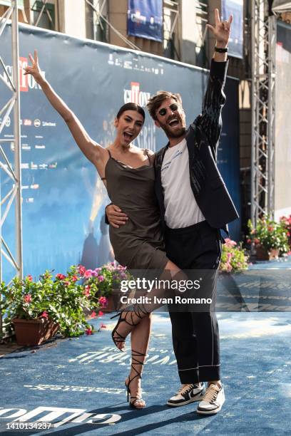 Giulia Salemi and Nicolò De Devitiis attend the blue carpet at the Giffoni Film Festival 2022 on July 21, 2022 in Giffoni Valle Piana, Italy.