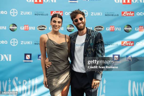 Giulia Salemi and Nicolò De Devitiis attend the photocall at the Giffoni Film Festival 2022 on July 21, 2022 in Giffoni Valle Piana, Italy.