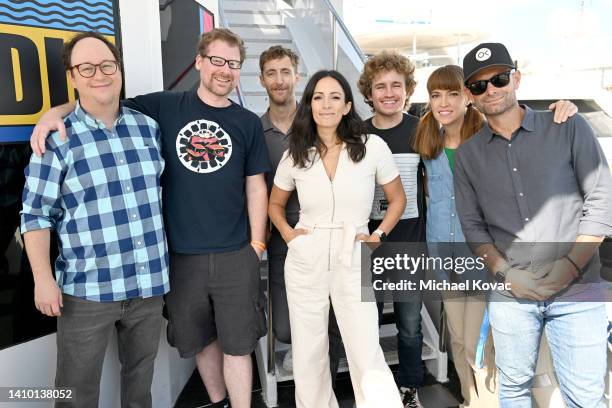 Mike McMahan, Justin Roiland, Thomas Middleditch, Danielle Uhlarik, Sean Giambrone, Mary Mack, and Josh Bycel visit the #IMDboat At San Diego...