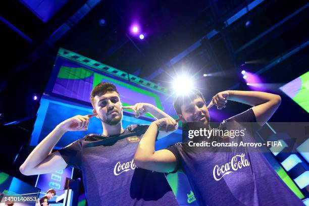 Haroun Yassin of KoraGate GeeKay eSports and Ali Mohamad of KoraGate GeeKay eSports celebrates during Group B match between Complexity Gaming and...