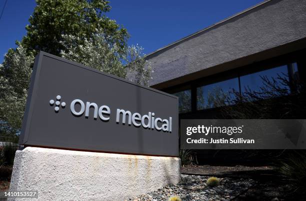 Sign is posted in front of a One Medical office on July 21, 2022 in San Rafael, California. Amazon announced plans to acquire health provider One...
