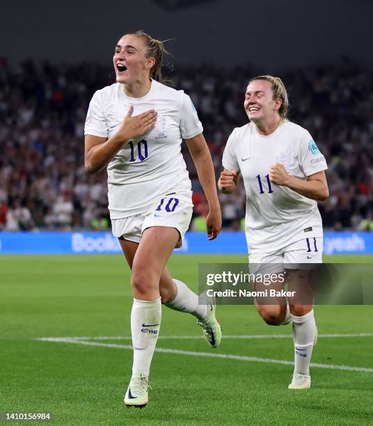 Georgia Stanway of England celebrates after scoring her sides second goal during the UEFA Women's Euro England 2022 Quarter Final match between...