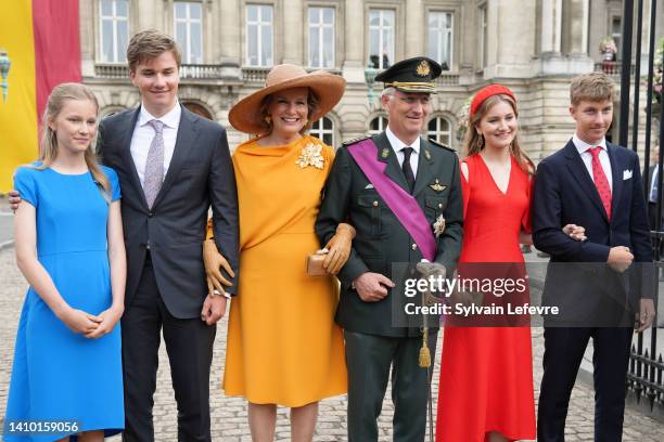 Princess Eléonore of Belgium, Prince Gabriel of Belgium, Queen Mathilde of Belgium, King Philippe - Filip of Belgium, Crown Princess Elisabeth of...