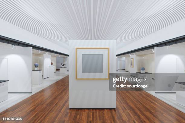 museum interior with empty mock up on the wall - art gallery wall stock pictures, royalty-free photos & images