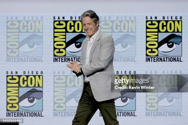 Hugh Grant speaks onstage at the "Dungeons & Dragons: Honor Among Thieves" panel during 2022 Comic-Con International: San Diego at San Diego...