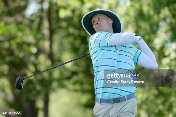 Ben Crane of the United States plays his shot from the 11th tee during the first round of the 3M Open at TPC Twin Cities on July 21, 2022 in Blaine,...