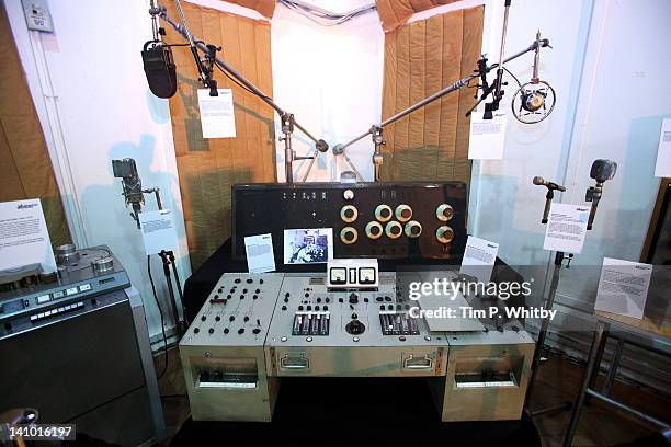 Memorabilia and equipment on show in Studio 2 at Abbey Road Studios on March 9, 2012 in London, England. The music recording studio has been opened...