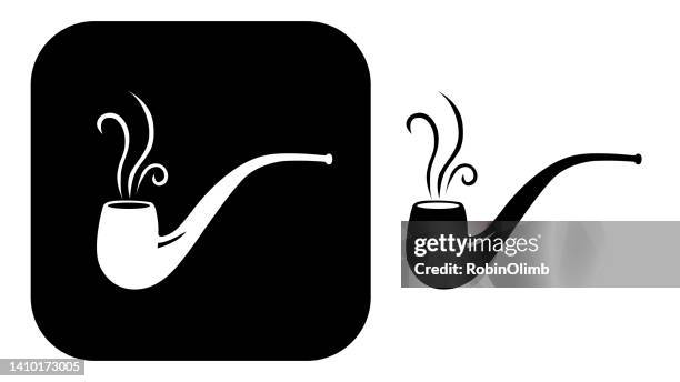 black and white smoking pipe icons - bong stock illustrations