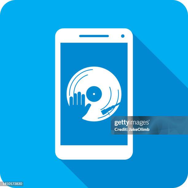 vinyl record dj smartphone icon silhouette - the soundtrack of my life stock illustrations