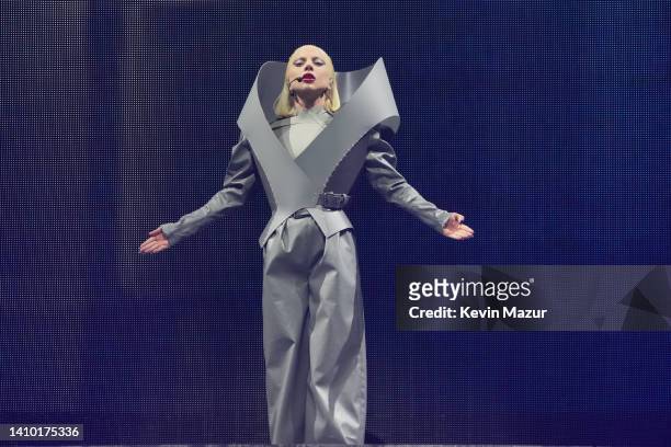 Lady Gaga performs on stage during The Chromatica Ball Summer Stadium Tour at Friends Arena on July 21, 2022 in Stockholm, Sweden.