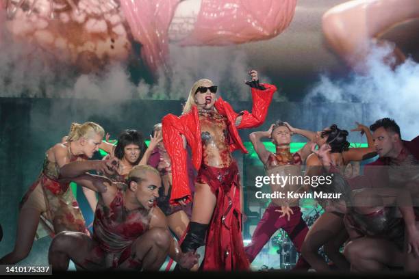 Lady Gaga performs on stage during The Chromatica Ball Summer Stadium Tour at Friends Arena on July 21, 2022 in Stockholm, Sweden.