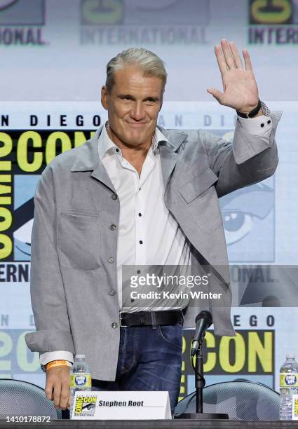 Dolph Lundgren speaks onstage at the "Masters of the Universe: 40 Years" panel during 2022 Comic-Con International: San Diego at San Diego Convention...